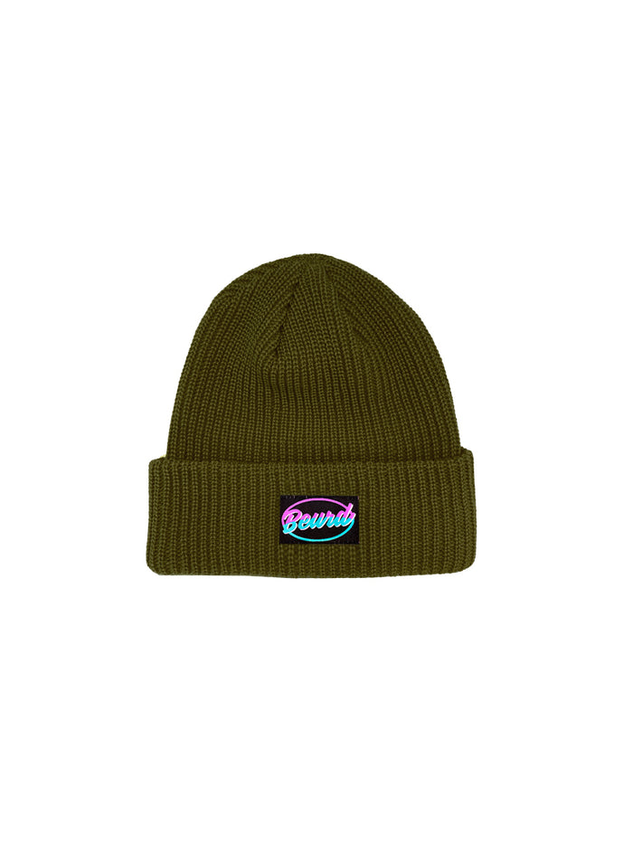 Green rib beanie made in montreal