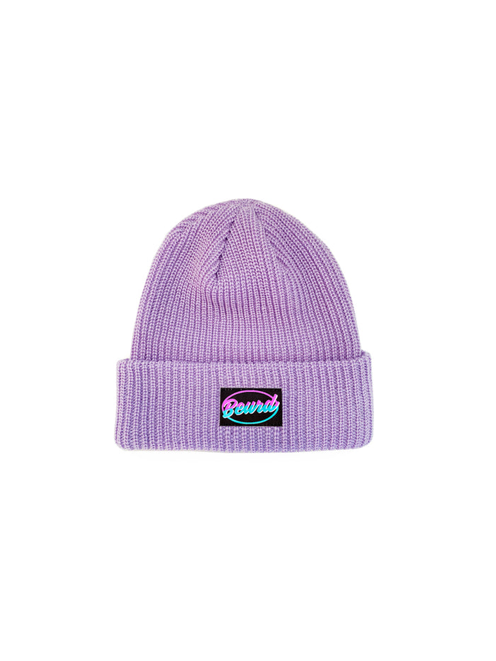 Bonnet mauve 80 avec patch noir beurd