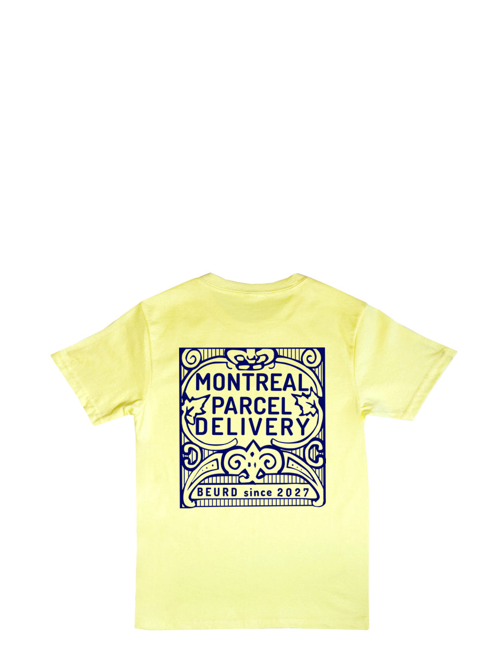 T-shirt enfant plat jaune de dos parcel delivery