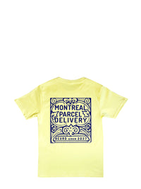 T-shirt enfant plat jaune de dos parcel delivery