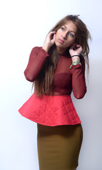 Top Péplum bordeaux