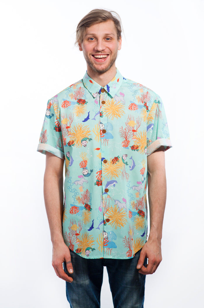Chemise Océan manches courtes faite à Montréal de face