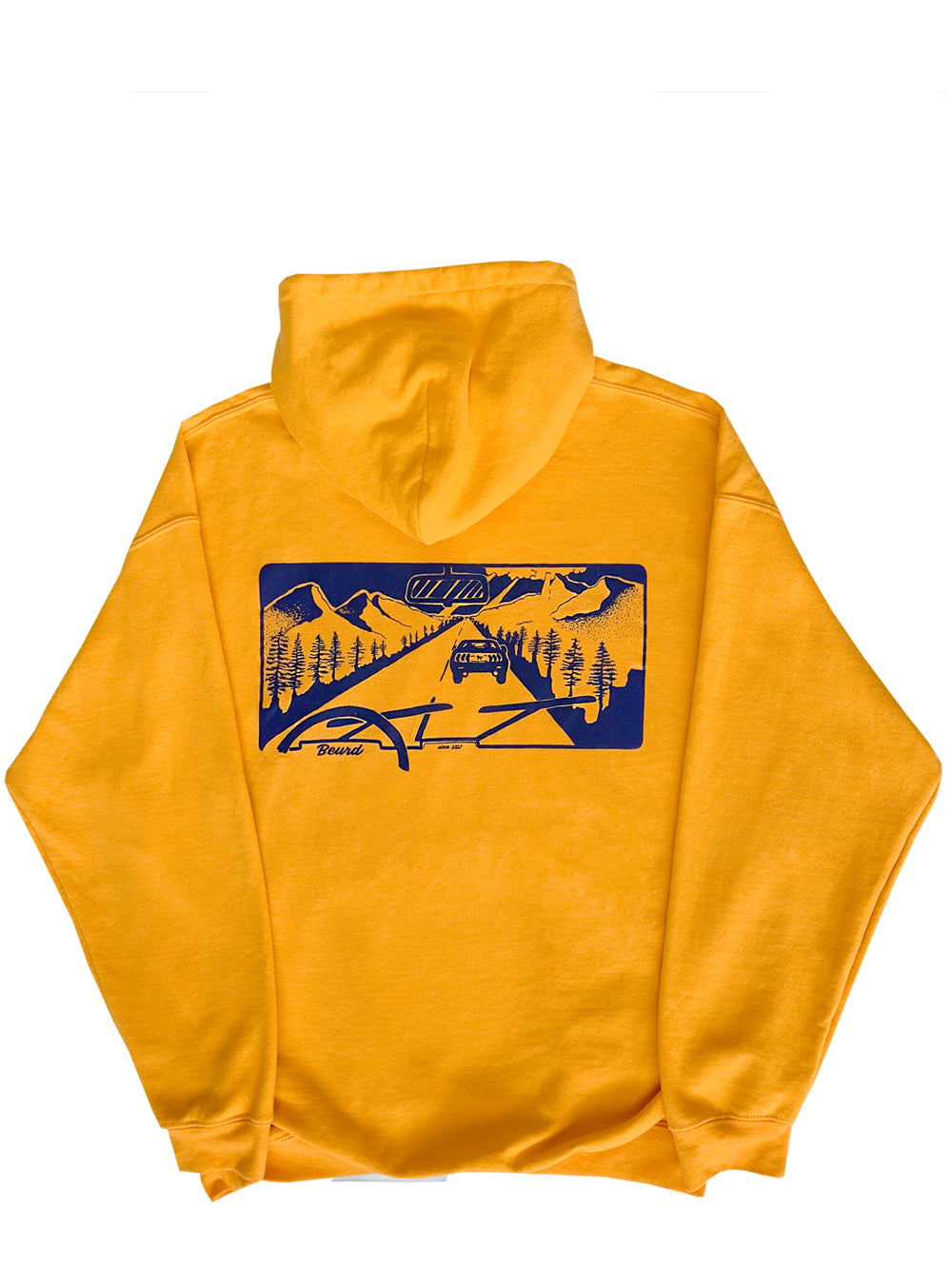 Hoodie avec illustration de route imprimée en sérigraphie de la marque Beurd