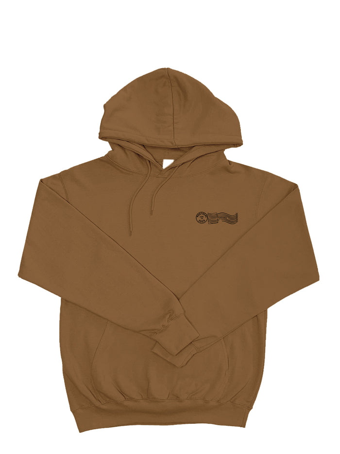 Hoodie brun Parcel Delivery Montreal imprimé par Beurd