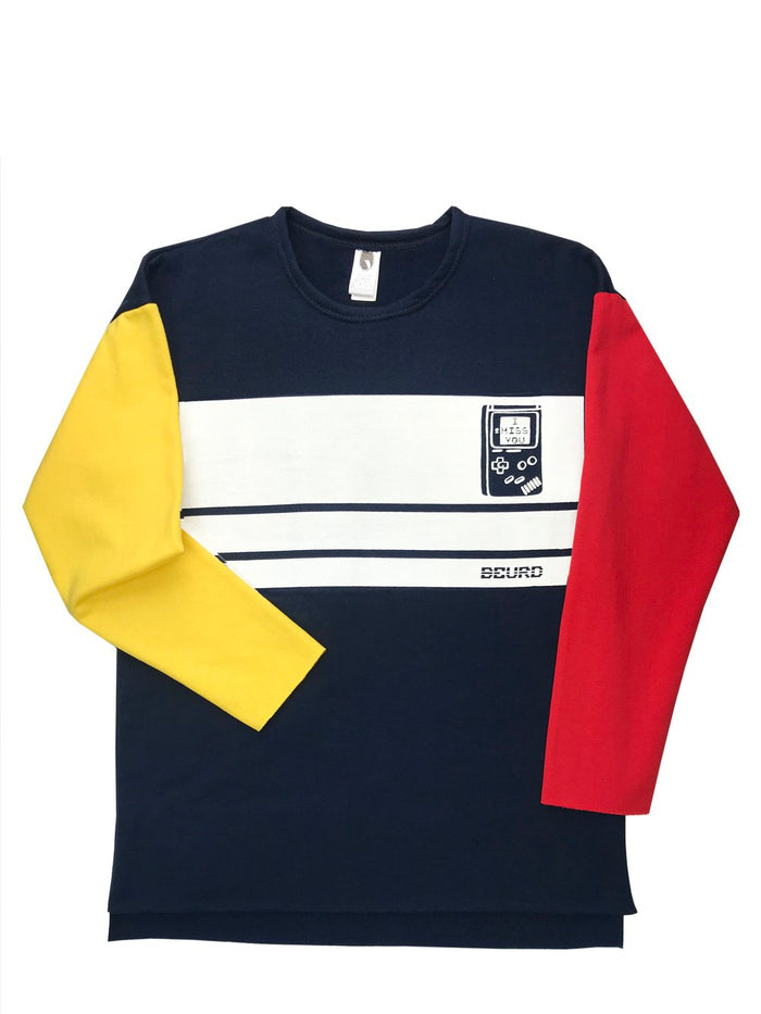 Oversized sweater crewneck drop shoulder colorblock