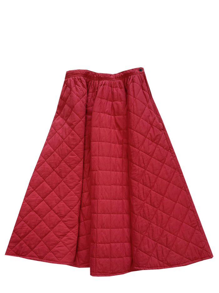 Jupe midi en coton matelassé couleur bordeaux de la marque Beurd