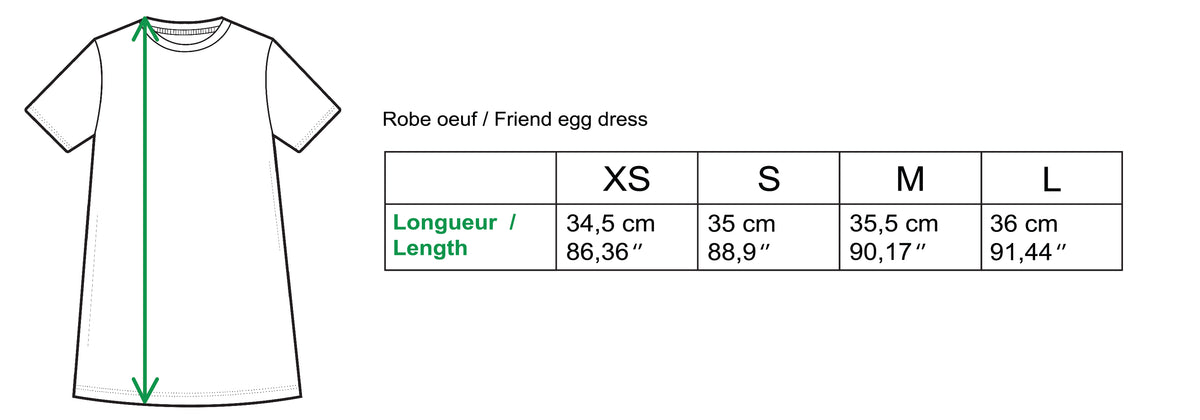 guide des tailles robe oeuf 