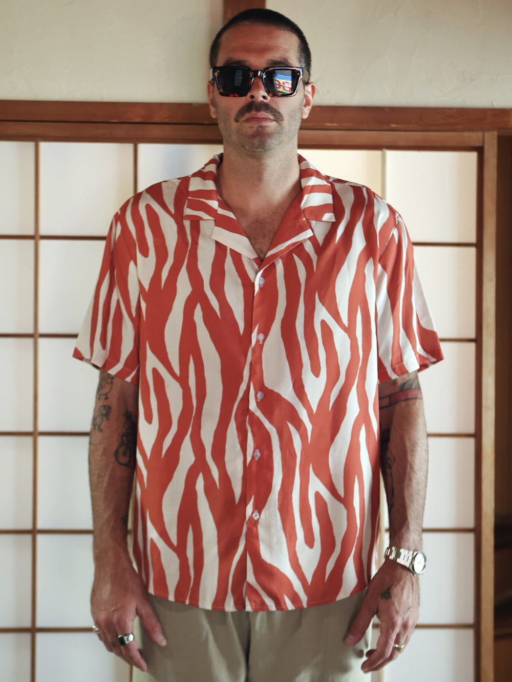 Chemise avec imprimé savane terracotta