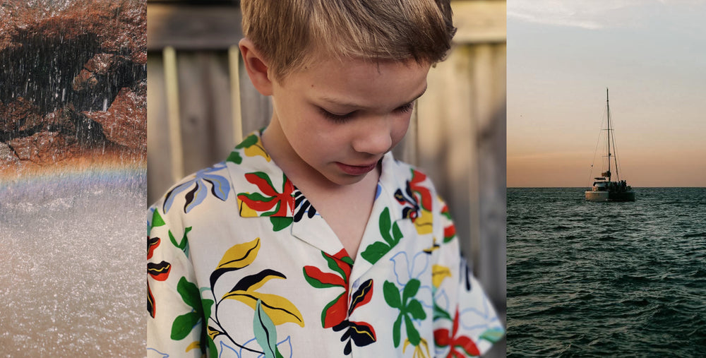 chemise enfant pour l'été, avec des fleurs, fabriquée à Montreal