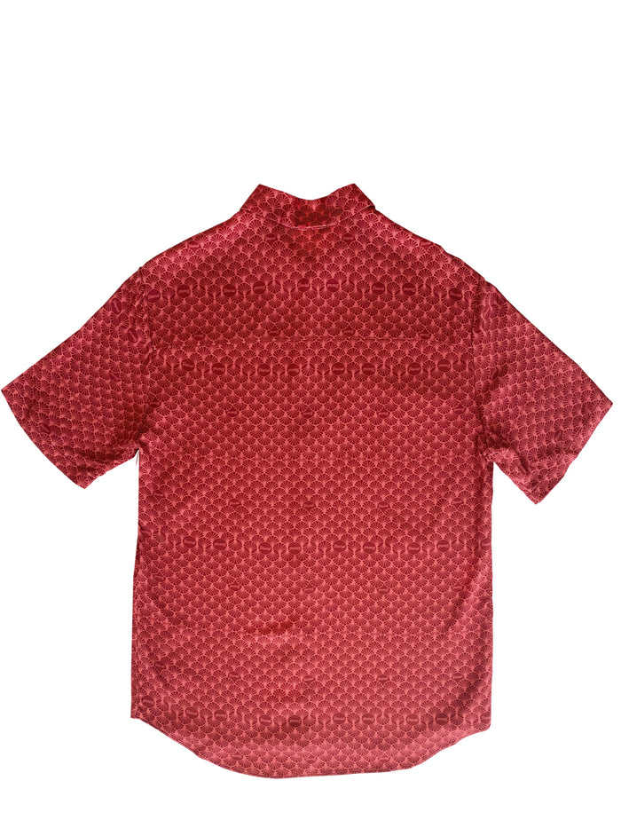 chemise manches courtes streetwear rouge imprimée papyrus all over faite à Montreal 