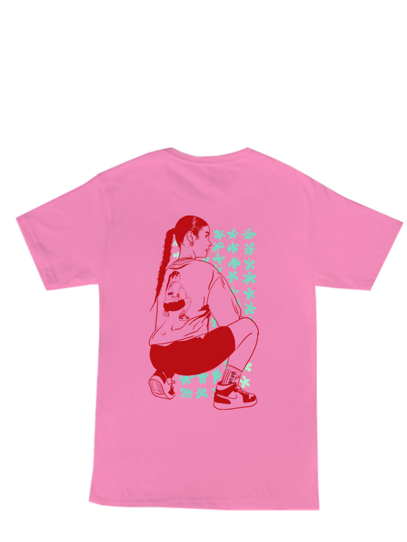 T-shirt rose gurl designé et sérigraphié par Beurd, 100% cotton