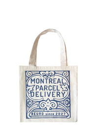 Tote bag 100% québécois en coton naturel avec sérigraphie « Montreal parcel Delivery »
