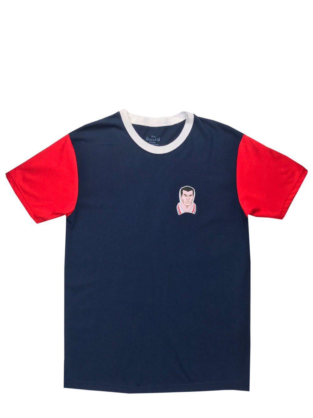 T-shirt colorblock rouge et bleu avec patch tissé ZZ